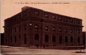 Vintage Postcard KS Kansas City U.S. Post Office 7th & Minnesota Avenue 1913 S85