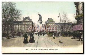 Old Postcard Paris Place de la Republique