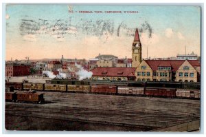 1915 Railway Train General View Cheyenne Wyoming WY Posted Antique Postcard