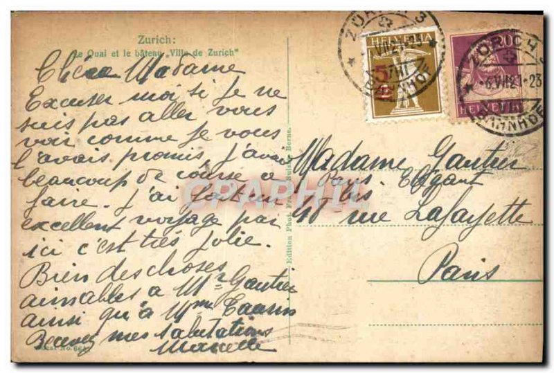 Postcard Old Zurich Utoquai Mit Dampier Stadt Zurich Boat