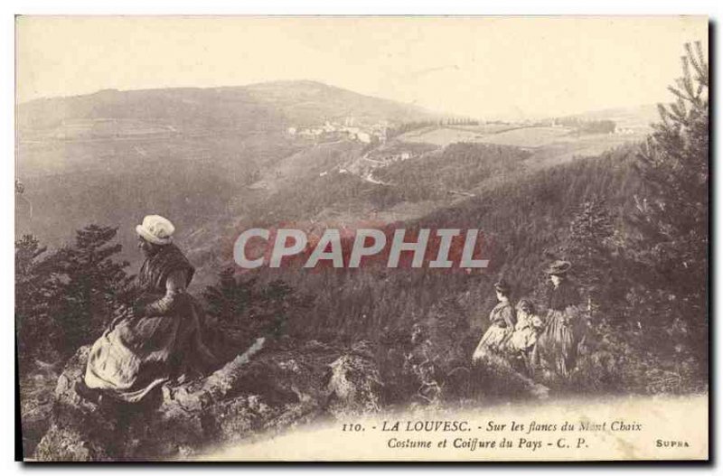 Old Postcard Louvesc On the flanks of Mount Choice Costume and Headdress of C...