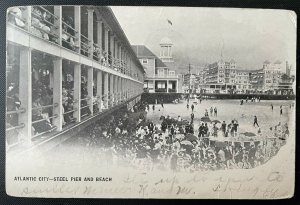 Vintage Postcard 1904 Atlantic City Steel Pier & Beach (Black & White)