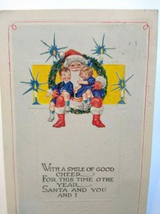 Vintage Santa Claus With Children Christmas Postcard Series 131 Embossed 1922