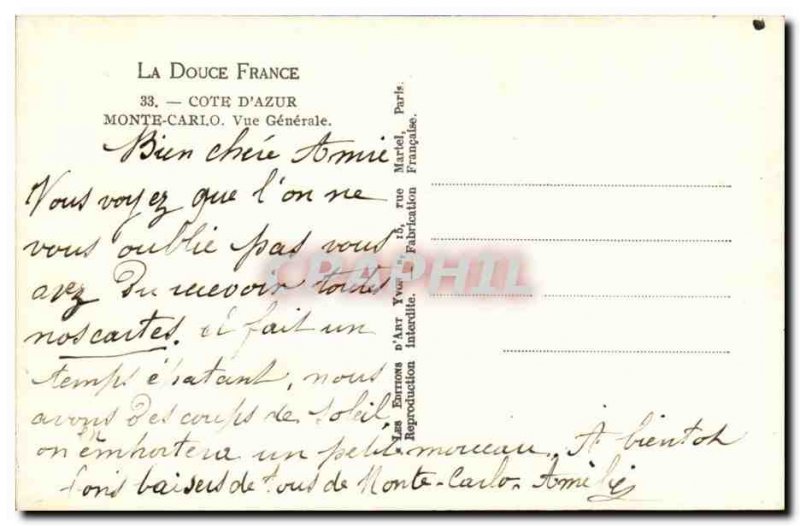 Monte Carlo Old Postcard General view