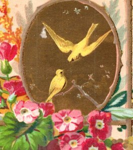1880s John Wanamaker Dry Goods Christmas Card Yellow Birds F129