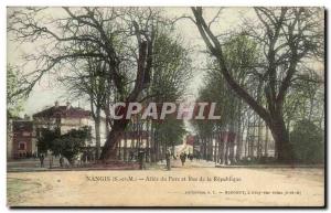 Nangis Old Postcard Allee Park and rue de la Republique