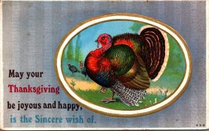 Thanksgiving Greetings With Turkey 1910