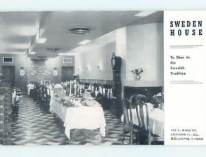 Unused 1940's SWEDEN HOUSE RESTAURANT Chicago Illinois IL M8471