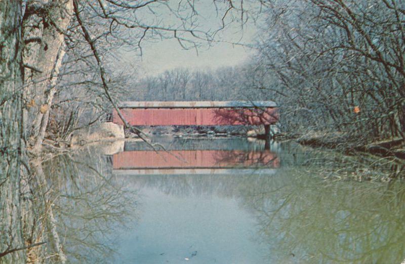 Winter View Cataract Falls Covered Bridge - Cataract, Owen County IN, Indiana