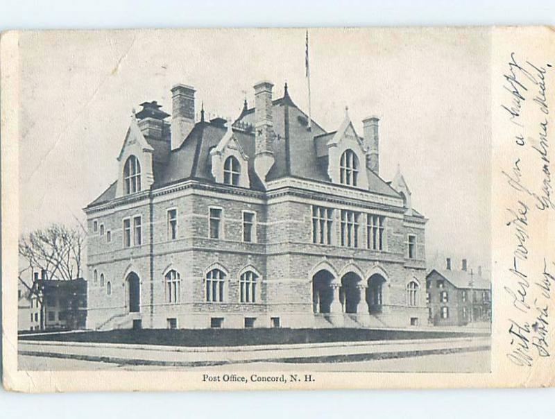 Pre-1907 POST OFFICE Concord New Hampshire NH A3566