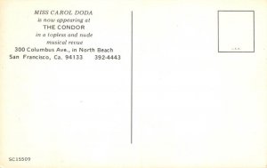 MISS CAROL DODA Topless Nude San Francisco, CA The Condor Risque 1960s Postcard