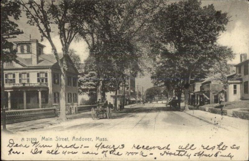 Andover MA Main St. c1905 Postcard