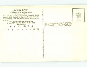 Unused Pre-1980 MOANA HOTEL Honolulu Hawaii HI Q5429-12