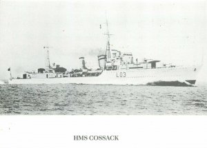 Postcard HMS Cossack Tribal Class Destroyer