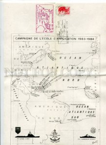 292927 FRANCE 1984 y ship Jeanne d'Arc Commandant Bourdais campaign folding page