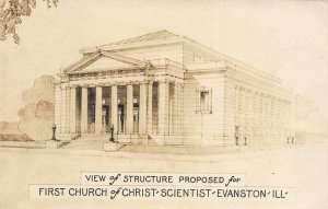 RPPC First Church of Christ Scientist Evanston, IL Photo c1910s Vintage Postcard