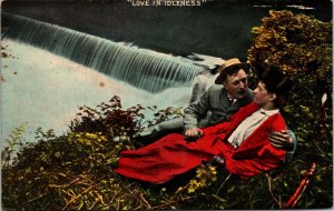 Love in Idleness Red Dress Romance Valentine's Series Postcard 1908