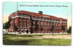 Postcard Physical Training Building Kansas State Normal Emporia Kansas c1915