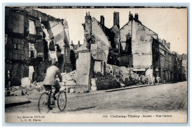 c1910 Rue Carnot Chateau-Thiery (Aisne) Hauts-de-France Antique Postcard 