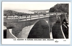 Arizona AZ Postcard RPPC Photo US Highway 70 Across Coolidge Dam Frashers