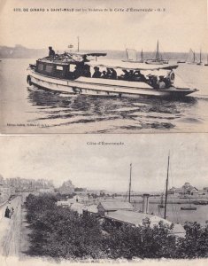 De Dinard A Saint Malo French Speedboat Cote D'Emeraude 2x WW1 Postcard