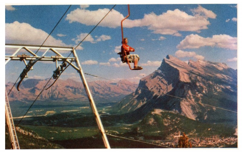 Banff Chair Lift Mt Norquay Mt Rundle Vintage Postcard Scenic Canada Rockies