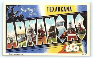 TEXARKANA, AR Arkansas ~ Large Letter Linen  c1930s  Curt Teich Postcard