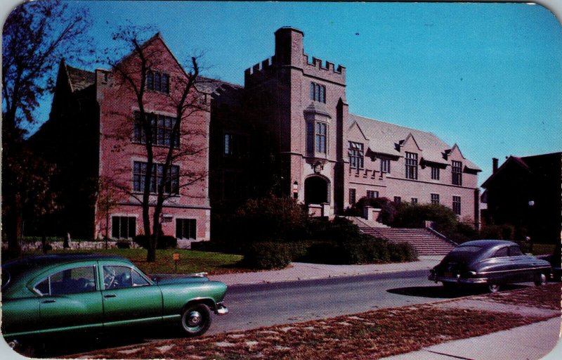 Vtg Ohio State University Womens Activity Building Old Cars Columbus OH Postcard