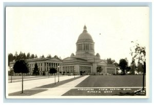 Vintage RPPC Cars At Washington State Capitol Building Olympia, WA Real Photo F1 