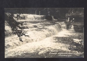 RPPC FANQUEMON FALLS MICHIGAN RIVER WATERFALL VINTAGE REAL PHOTO POSTCARD