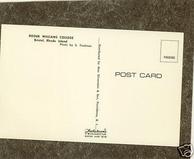 BRISTOL RI RHODE ISLAND ROGER WILLIIAM COLLEGE Postcard