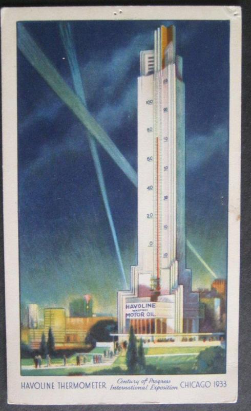 Havoline Thermometer Century Of Progress Expo Chicago IL 1933 