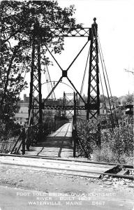 Waterville ME Kennebec River Foot Toll Bridge in 1957 RPPC Real Photo Postcard