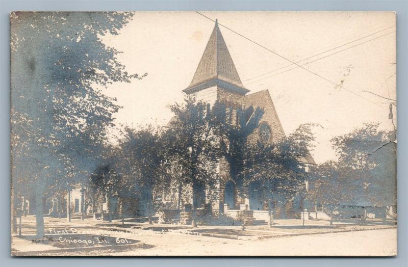 CHICAGO IL FIRST PRESBYTERIAN CHURCH VINTAGE REAL PHOTO POSTCARD RPPC