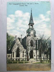 Vintage Postcard 1912 First Congregational Church 13th & L Sts. Lincoln Nebraska