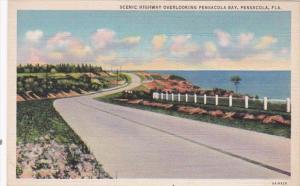 Florida Pensacola Scenic Highway Overlooking Pensacola Bay Curteich