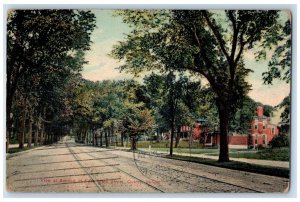 1912 View Of Section Of East Main Street Tree-lined Quincy Illinois IL Postcard