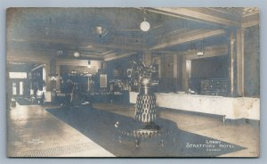 CHICAGO IL STRATFORD HOTEL LOBBY ANTIQUE REAL PHOTO POSTCARD RPPC