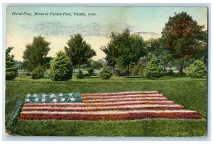 1913 Floral Flag Scene Mineral Palace Park Pueblo Colorado CO Posted Postcard