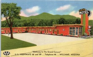 1940s Highlander Motel Route 66 Williams Arizona Postcard