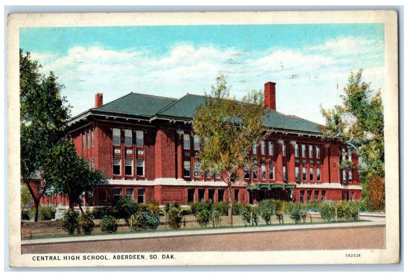 1931 Central High School Aberdeen South Dakota SD Vintage Posted Postcard