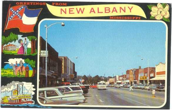 Street Scene Greetings from New Albany, Mississippi, MS, Chrome