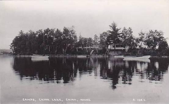 Maine South China Camps China Lake Real Photo RPPC