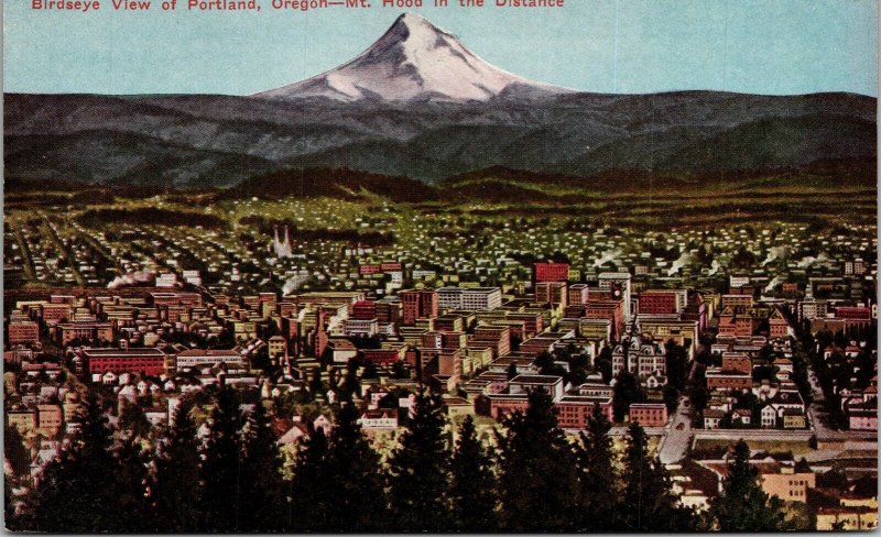 Birdseye View Portland Oregon OR Mt Hood Antique Postcard UNP Unused DB  