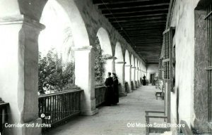 Vintage RPPC Santa Barbara Mission Monks Friar Postcard F65 