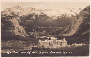 Bow Valley and Banff Springs Hotel, Alberta, Canada, 1929 Real Photo Postcard