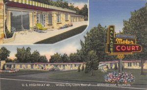 Wallace Motor Court Motel US 40 Effingham Illinois linen postcard