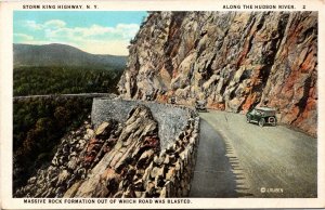 Postcard NY Storm King Highway Rock formation out of which road was blasted