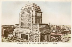 Vintage Hand-Colored RPPC; Sun Life Building, Montreal PQ Canada unposted