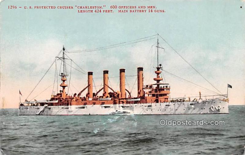 US Protected Cruiser Charlestown Military Battleship Unused 